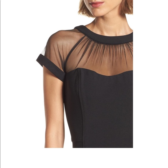 Maggy London Illusion Yoke Crepe Dress - Sz 16 - Picture 3 of 8